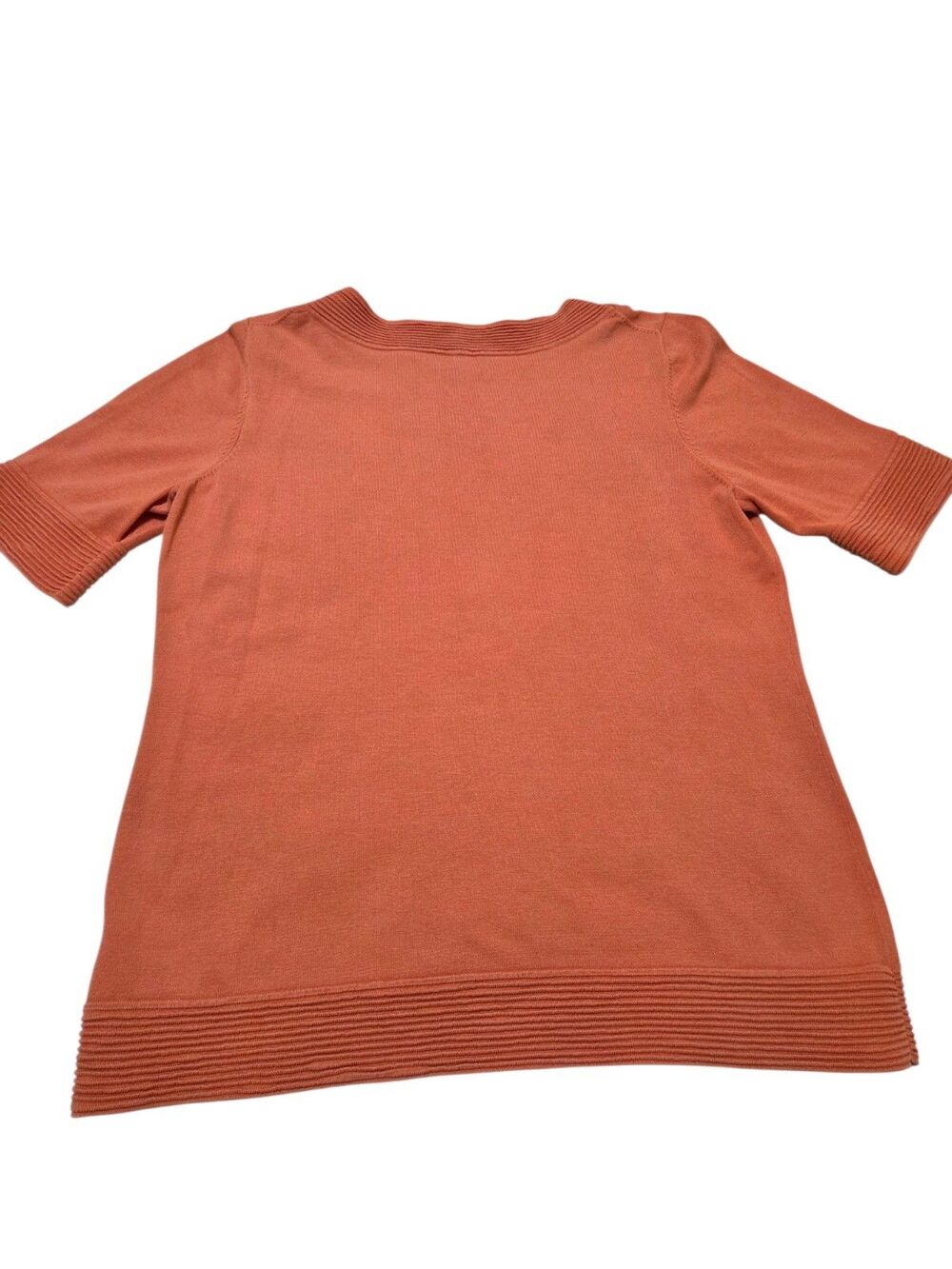 Pendleton Short Sleeve Sweater Women's S Silk Blend Orange Keyhole Neck C35.1 - Picture 2 of 9
